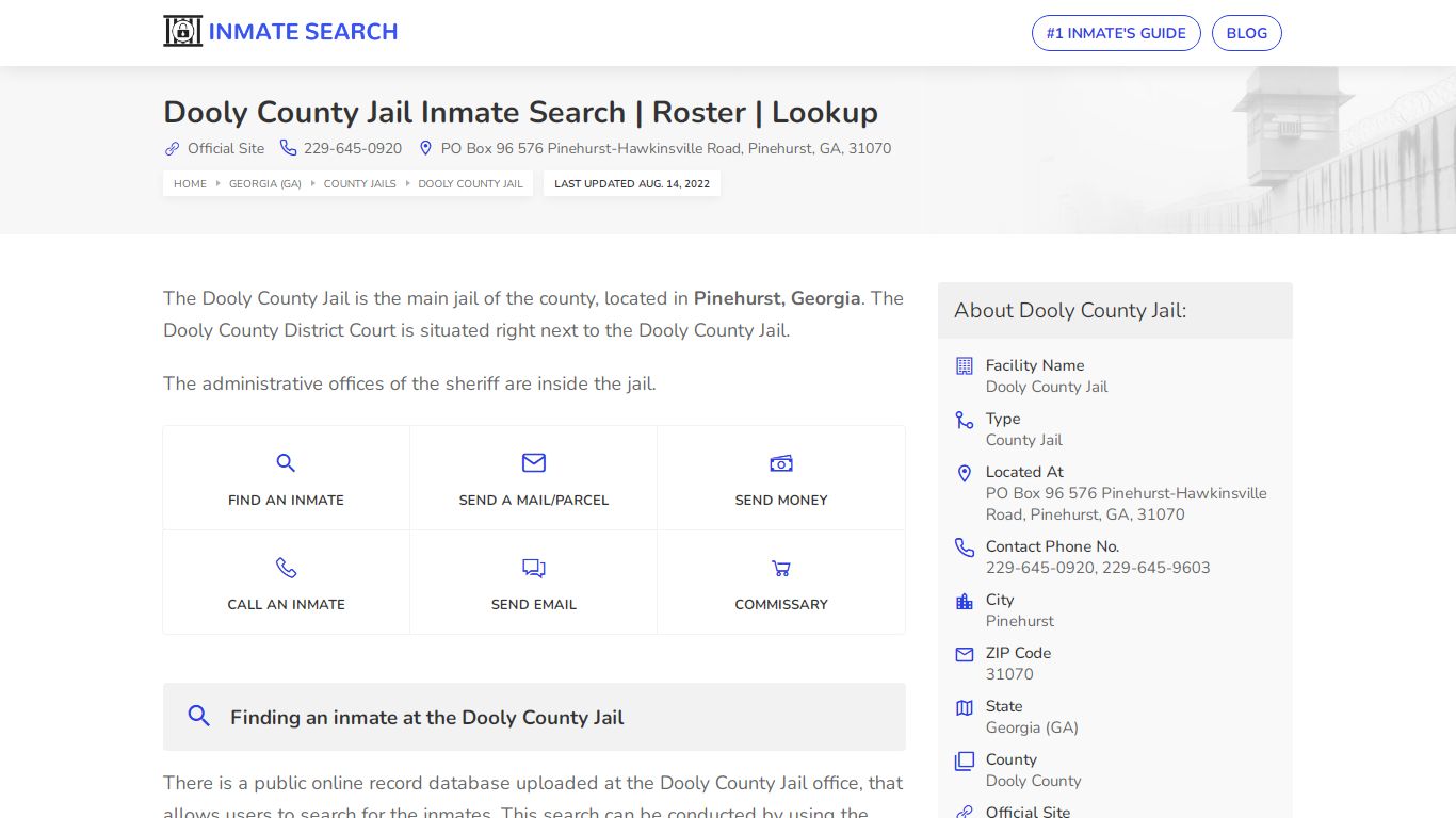 Dooly County Jail Inmate Search | Roster | Lookup