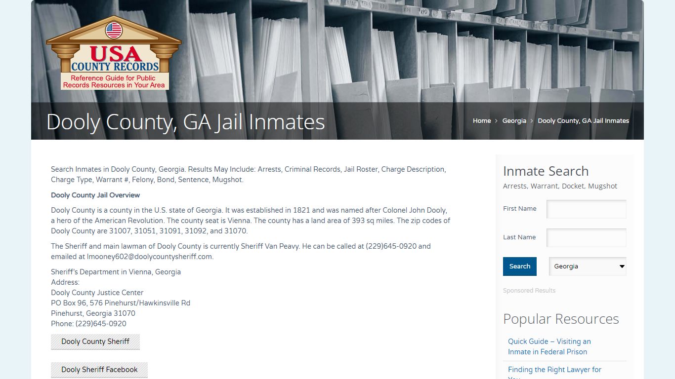 Dooly County, GA Jail Inmates | Name Search